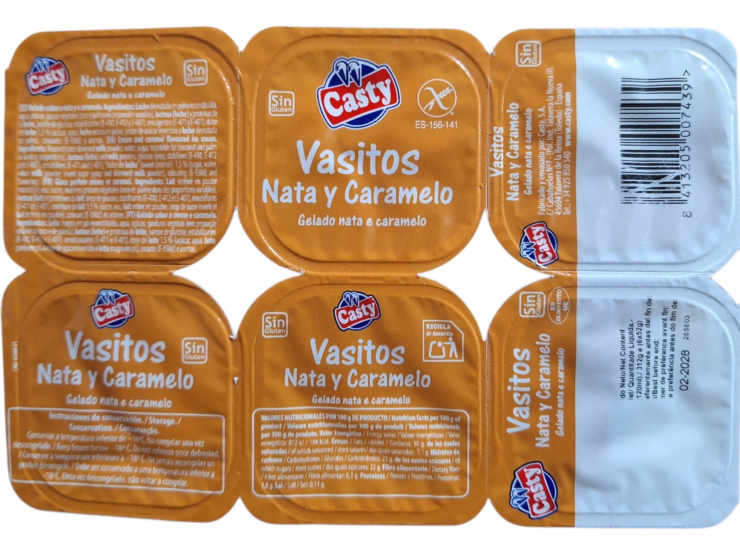 VASO NATA/CARAMELO CASTY 36UD X 120ML