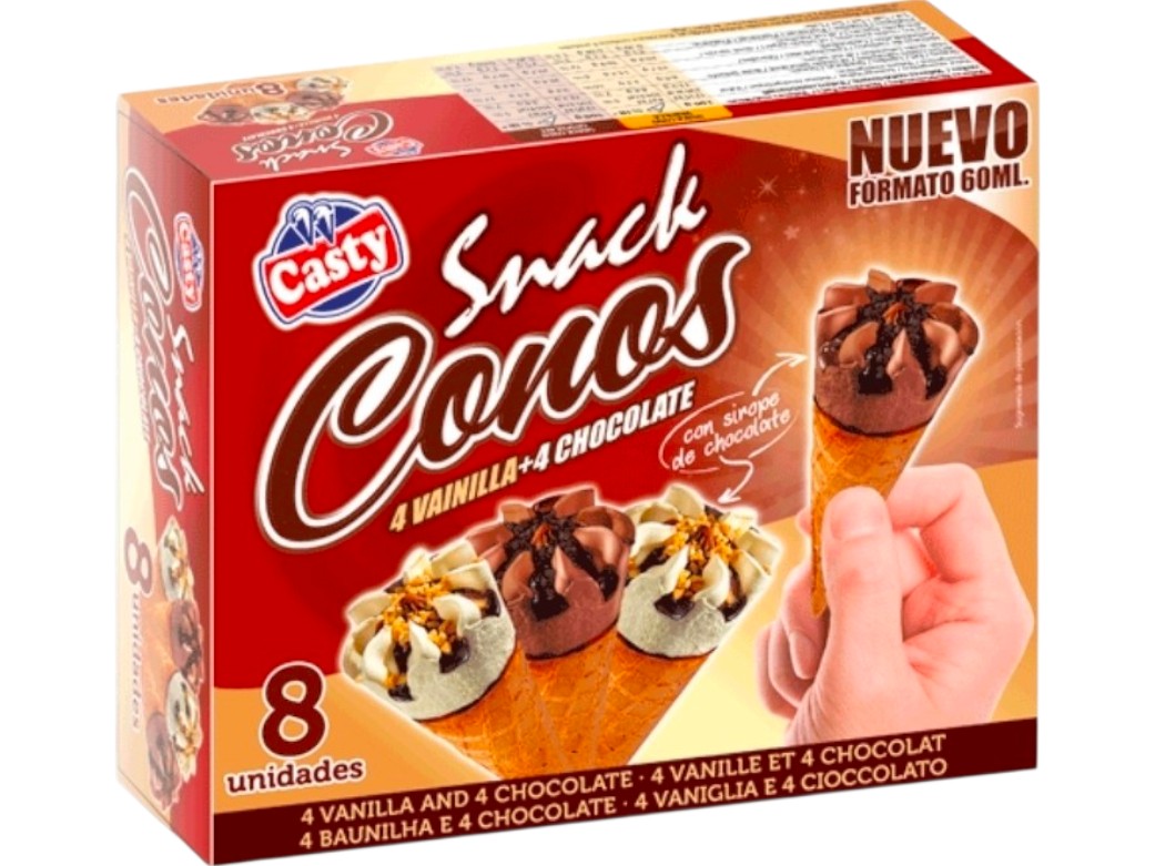 CONO SNACK VAINILLA/CHOCO "CASTY" 5X8UND