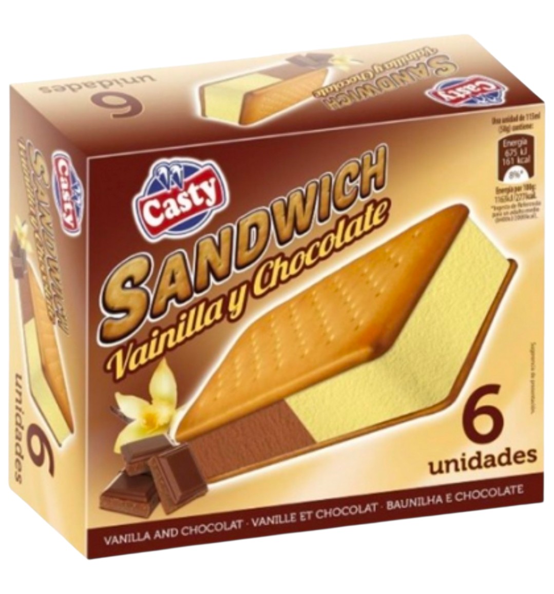 SANDWICH VAINILLA/CHOCO "CASTY"6X6UND
