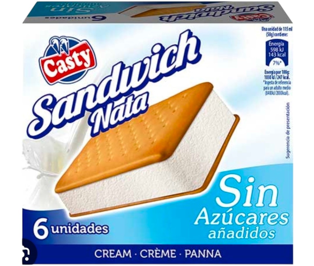 SANDWICH NATA SIN AZUCAR "CASTY" 6X6UND