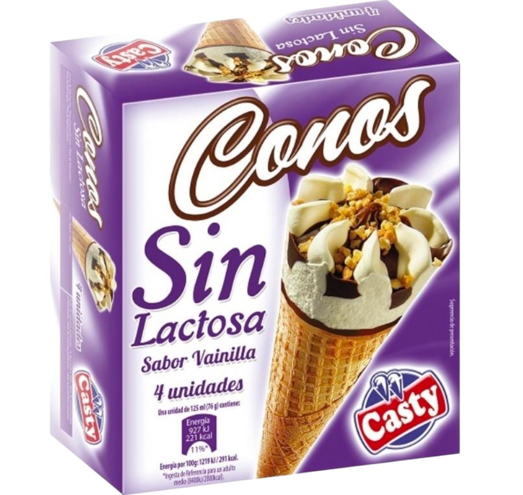 CONO VAINILLA "CASTY" SIN LACTOSA 6X4UND