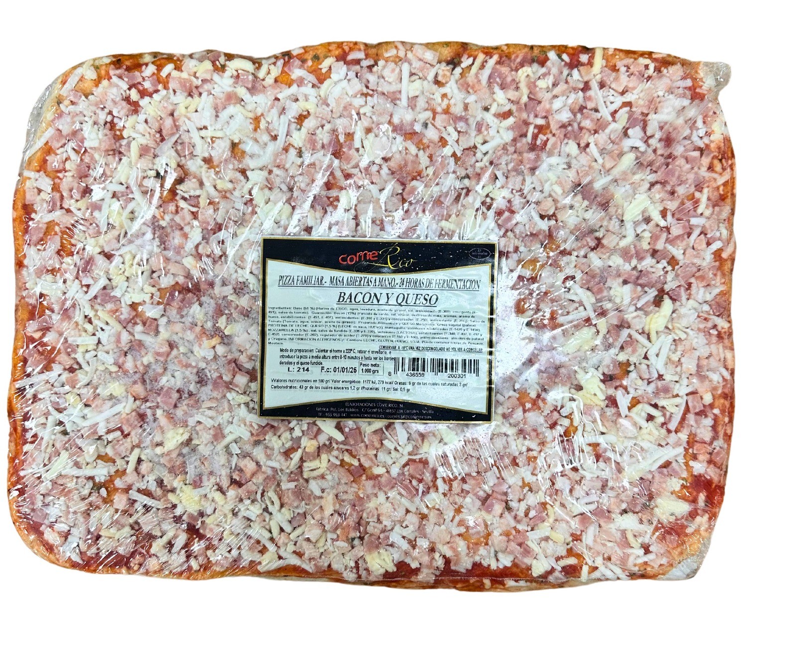 PIZZA FAMILIAR 30X40 BACON  CR 7X1KG